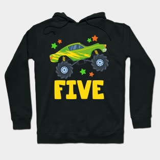 I'm 5 This Is How I Roll Monster Truck 5th Birthday GIft For Boys Toddler Kid Hoodie